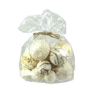 18 Piece Natural White and Brown Exotic Dried Organic Decor Balls